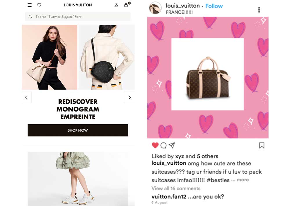 Inconsistent branding Louis Vuitton